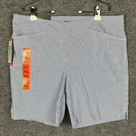 Hilary Radley Pants - NEW Hilary Radley Light Blue Stripe Pull On Bermuda Shorts Size XXL